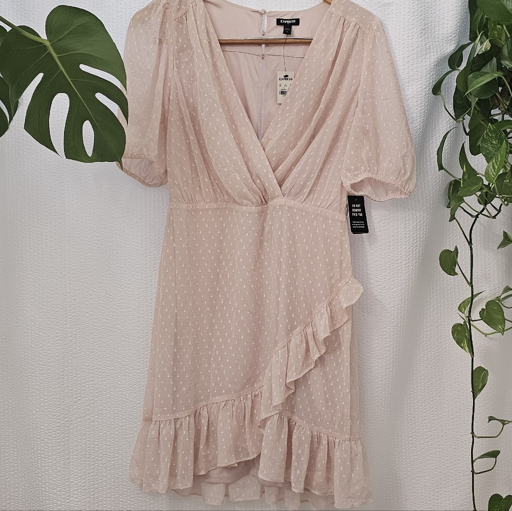 Express Blush Pink Ruffle Mini Dress Size M